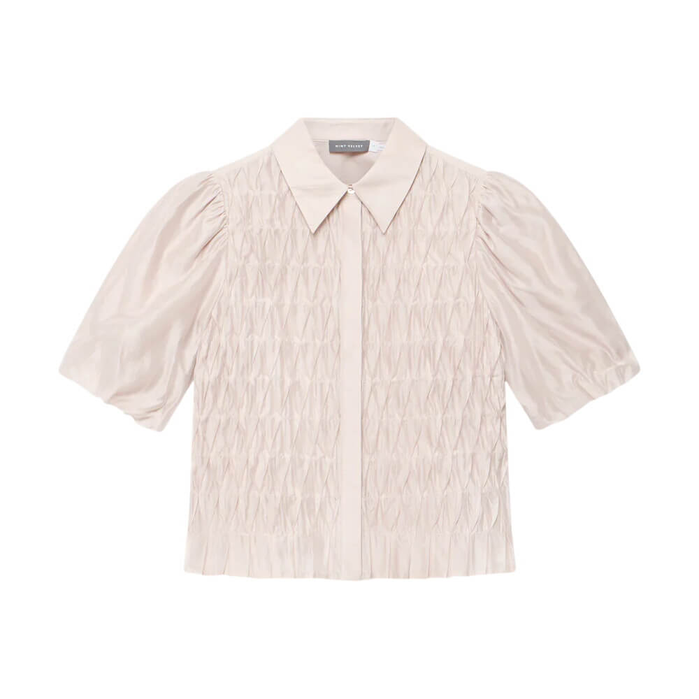 Mint Velvet Neutral Puff Sleeve Smock Shirt